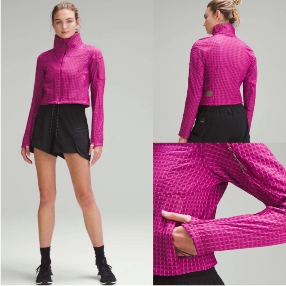Lululemon Water-Repellent Grid Fleece Jacket | Wild Berry/Sonic Pink | Size 10